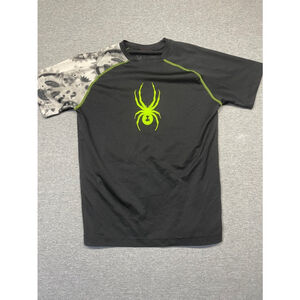 Boys Spyder Black Green T-Shirt Size M (10-12)